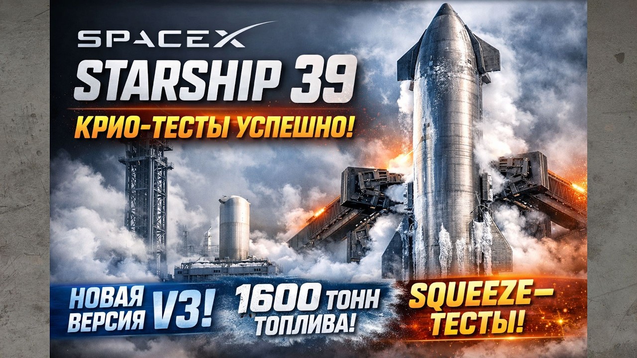 Starship V3: Ship 39 успешно прошёл криогенные испытания! Squeeze-тесты для ловли башней
