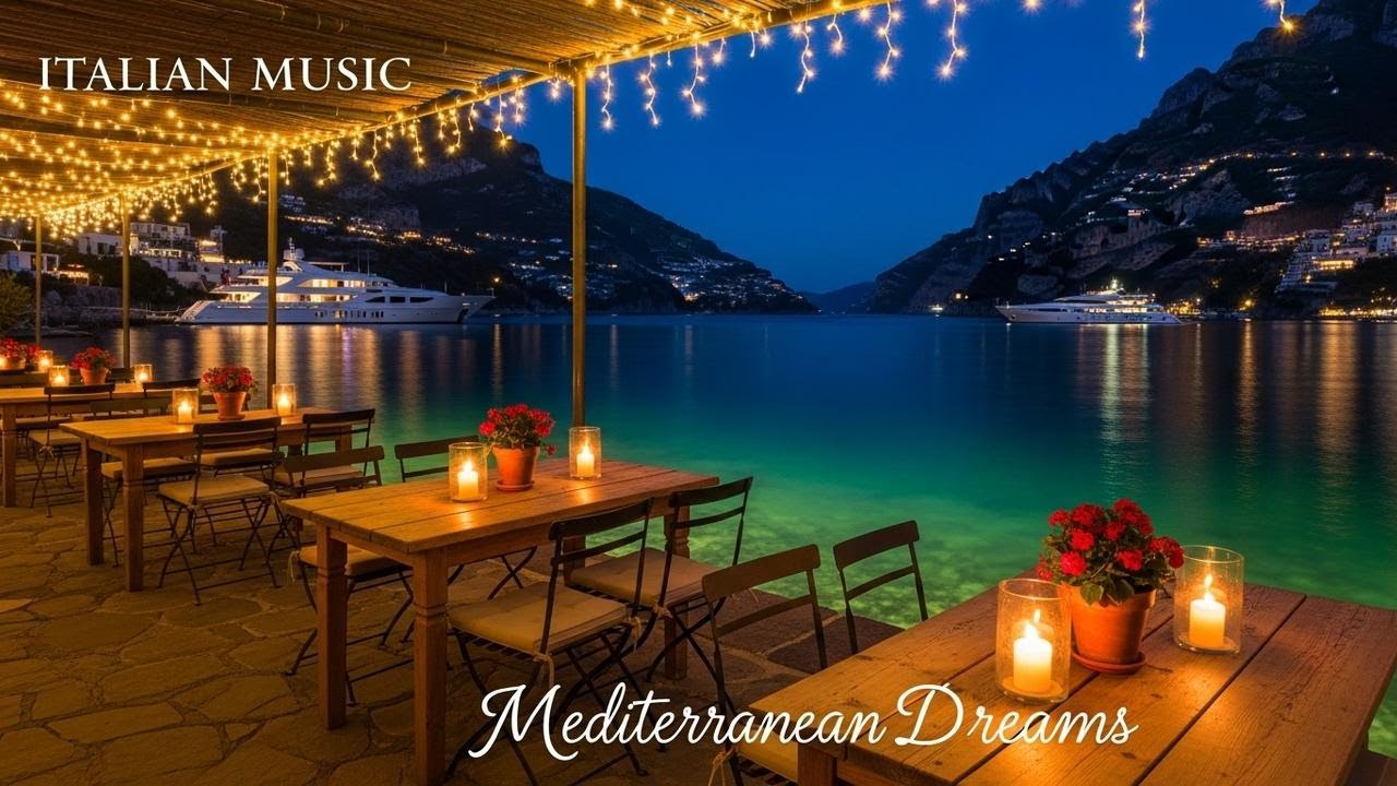 ❄️ Winter in Italy & Mediterranean Music 🏡 Relaxing Cozy Fireplace 🌊🎶