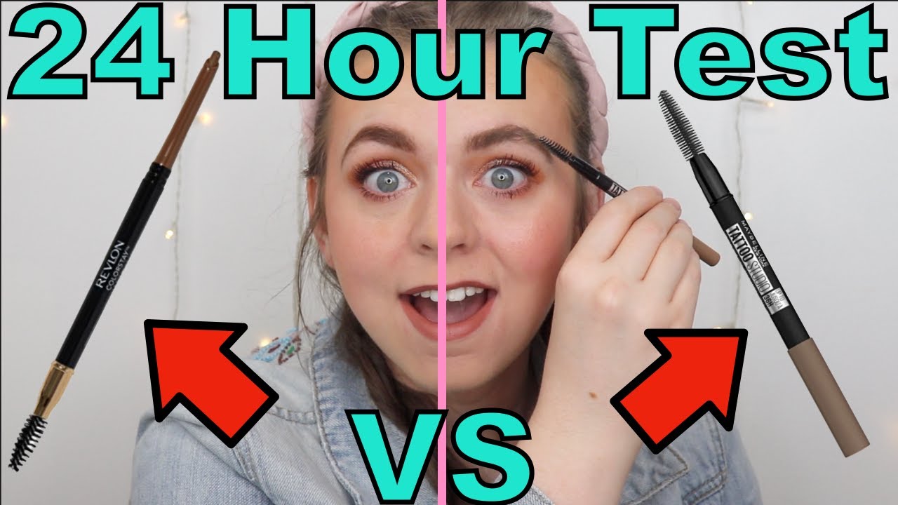 Maybelline TattooStudio Waterproof Eyebrow Pencil VS Revlon ColorStay Eyebrow Pencil | 24 Hour Test!