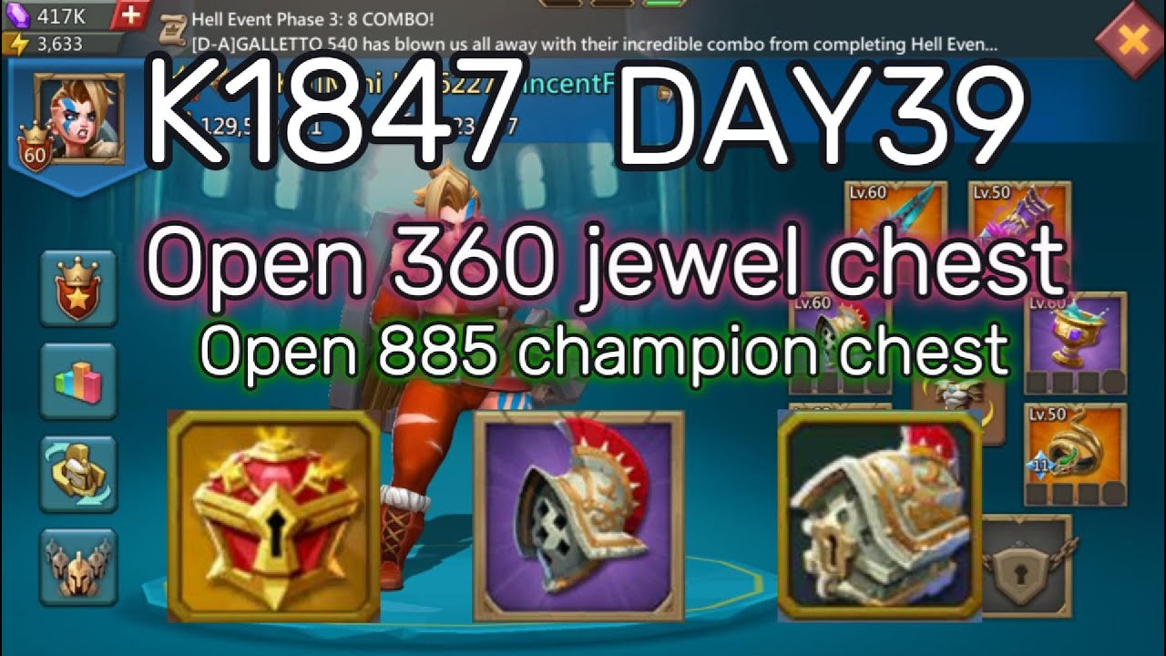 K1847 Day39,Open 360 jewel chest&885 champion chest - Lords mobile #lordsmobile