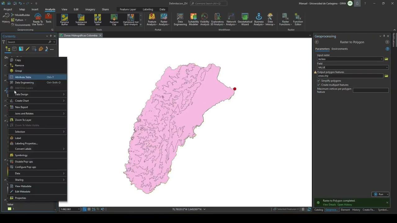 Parámetros morfométricos de una zona hidrográfica con ArcGIS Pro