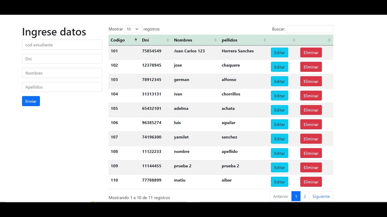 Busqueda y paginaci&oacute;n din&aacute;mica con php mysql Datatable bootstrap 5