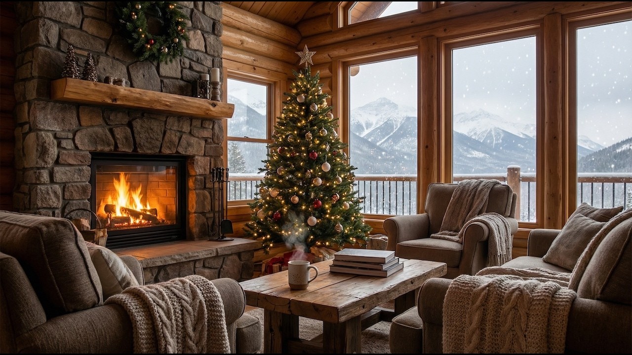 Christmas Jazz Fireplace 🎄 Cozy Winter Jazz & Crackling Fire Ambience | Relax, Work, Sleep