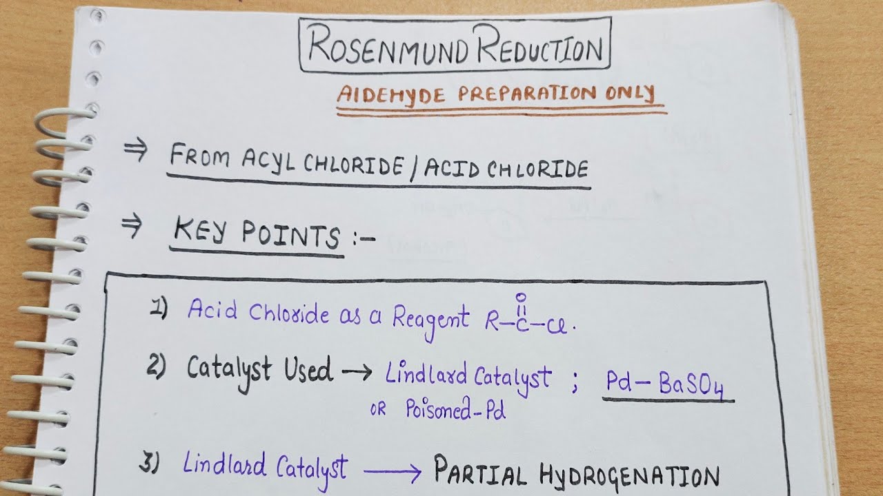 9) Rosenmund Reduction |Preparation of Aldehyde only|| chapter 12 class12 chemistry