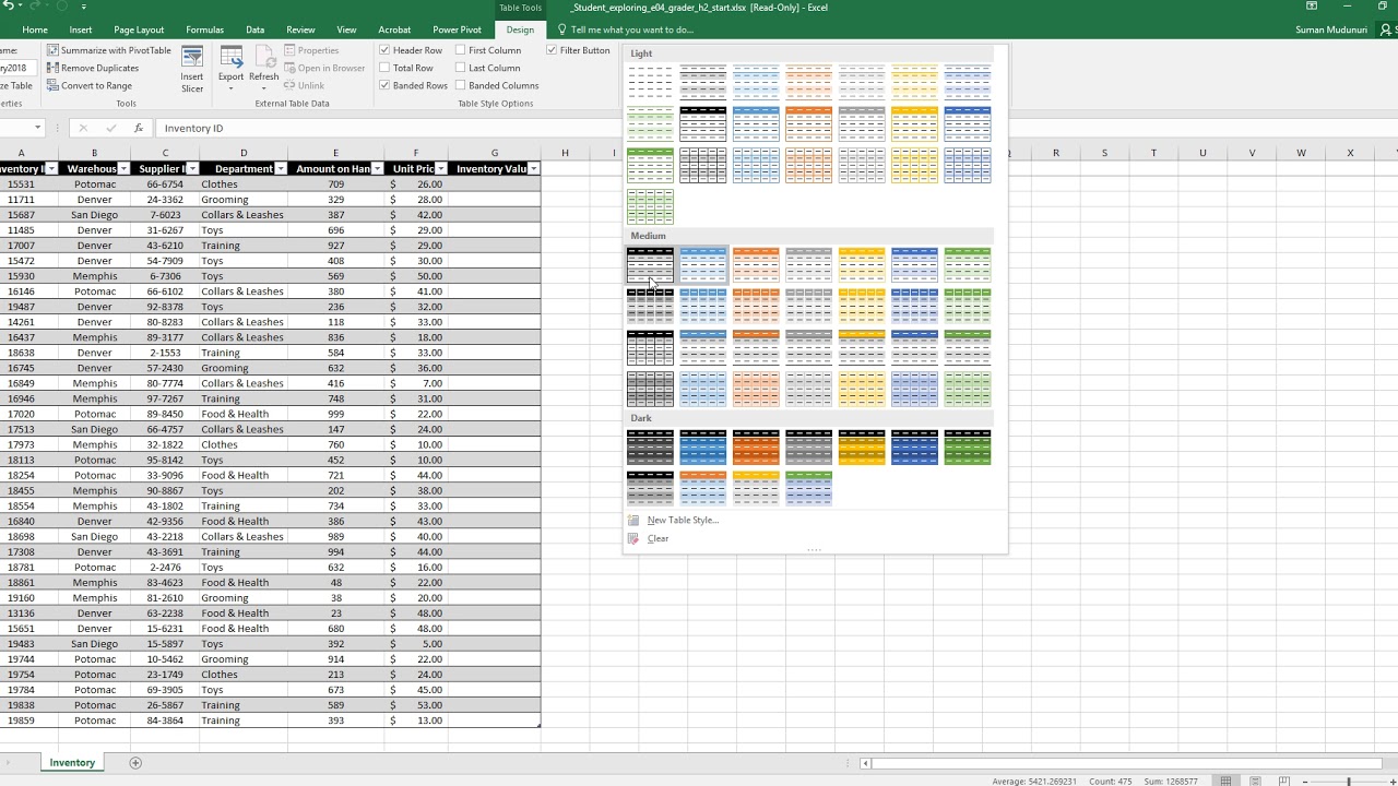 Chapter 4 GP1 (steps 1-6) Freeze Panes, Data to Table, Custom Sort, Remove Duplicate