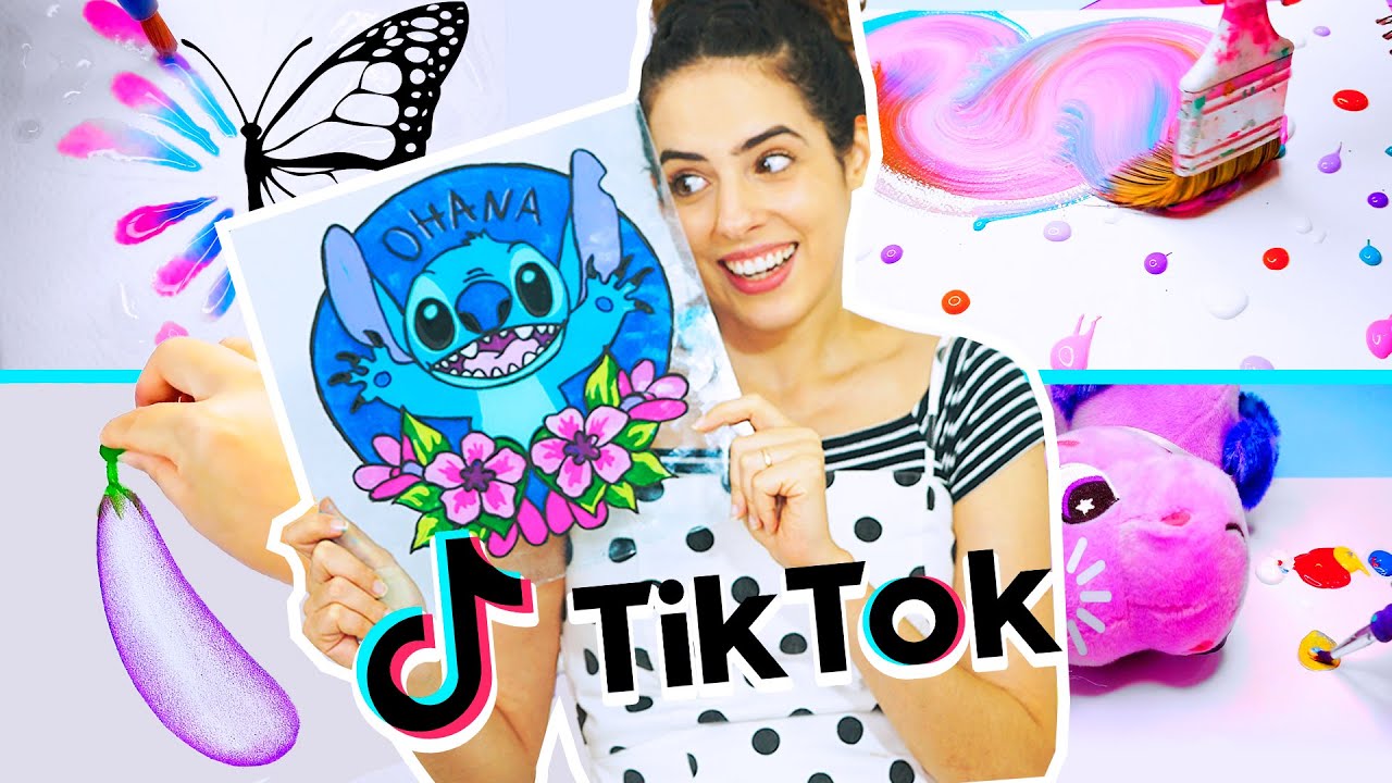 TESTANDO TIKTOKS DE ARTE VIRAIS: stitch no vidro, tinta mágica, técnicas de desenho…Paula Stephania