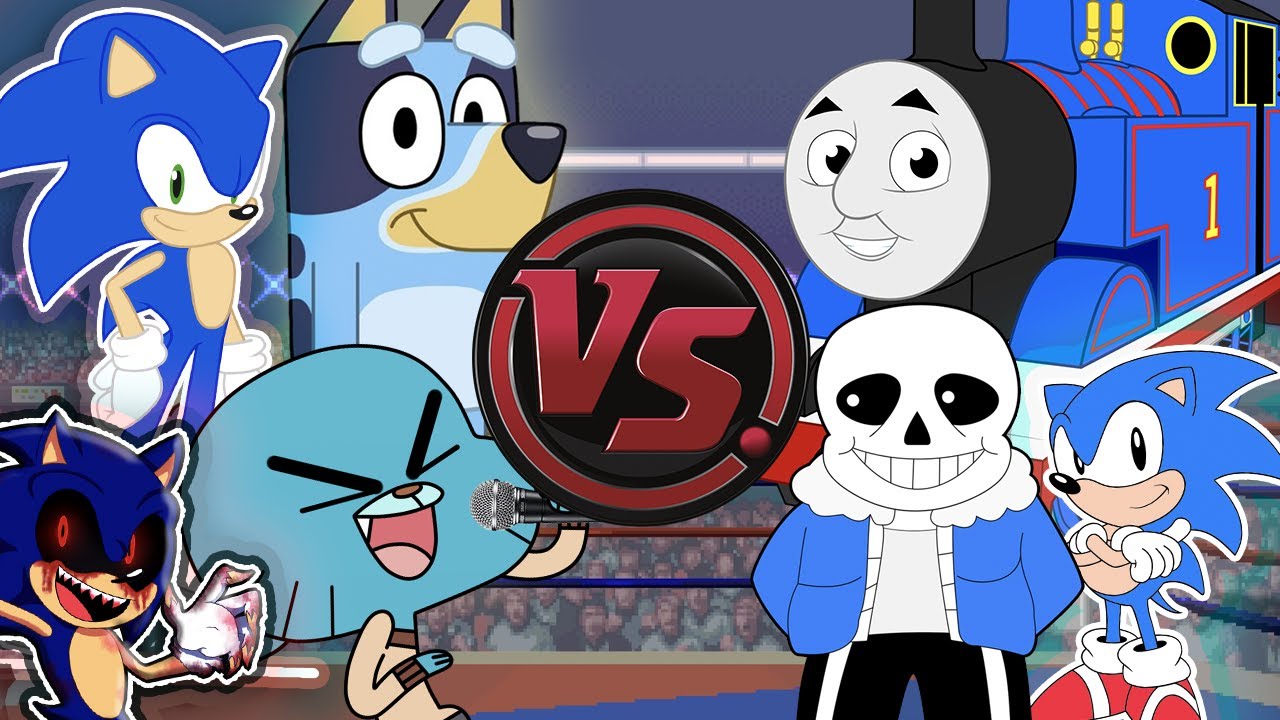 BLUE RAP CONCERT! (Sonic vs Sonic.EXE, Gumball, Bluey, Thomas, Sans, and More) | CARTOON RAP ATTACK!