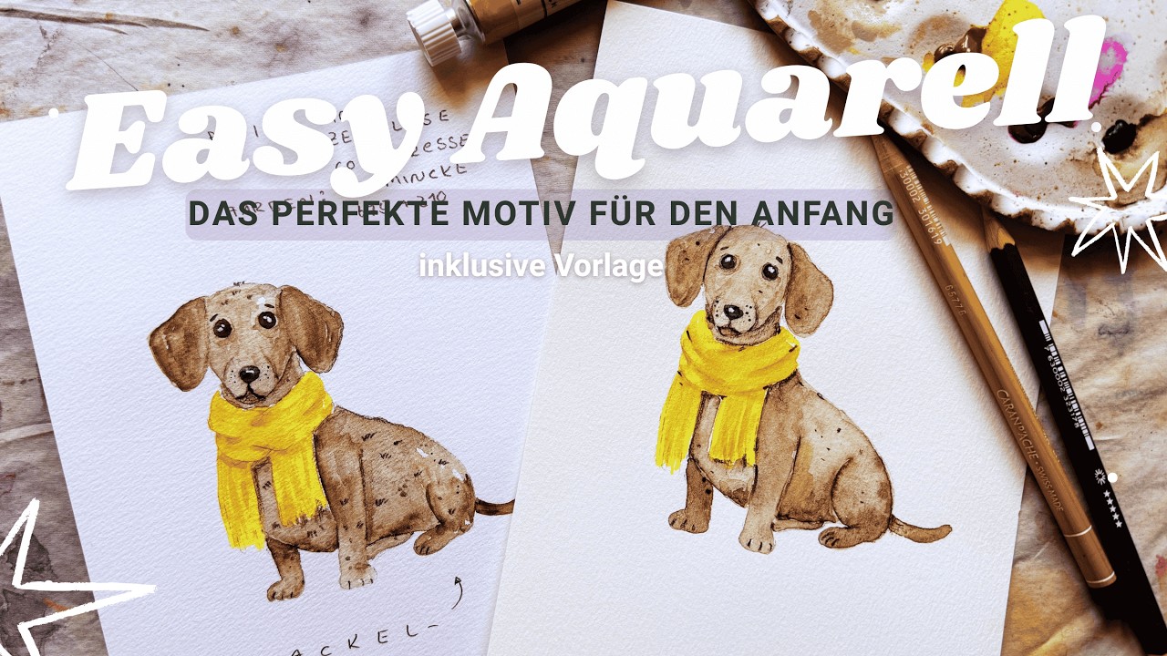 Kleiner Dackel mit Aquarell malen