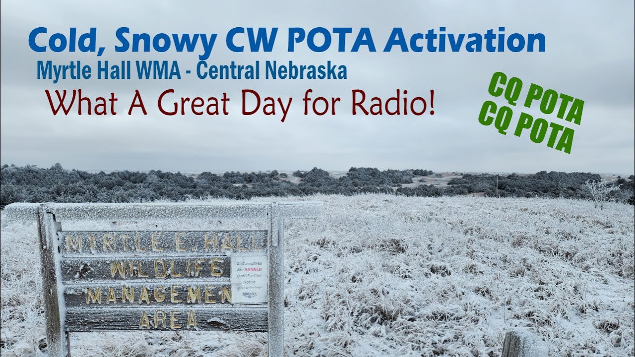 Cold, Snowy CW POTA activation from Myrtle Hall WMA - 111 Morse code contacts from central Nebraska