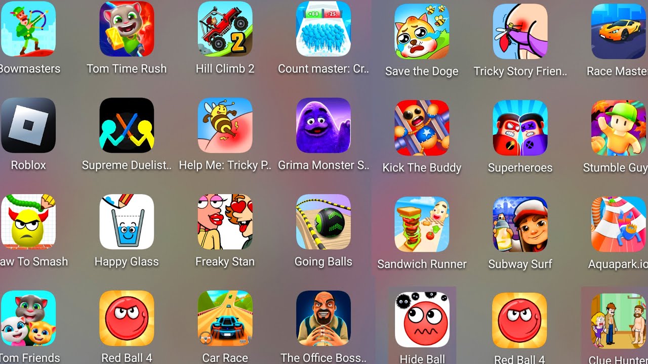 Help Me Tricky Puzzle,Freaky Stan,Hide Ball,Heroes 2,Bowmasters,The Office Boss Pranks,Save The Doge