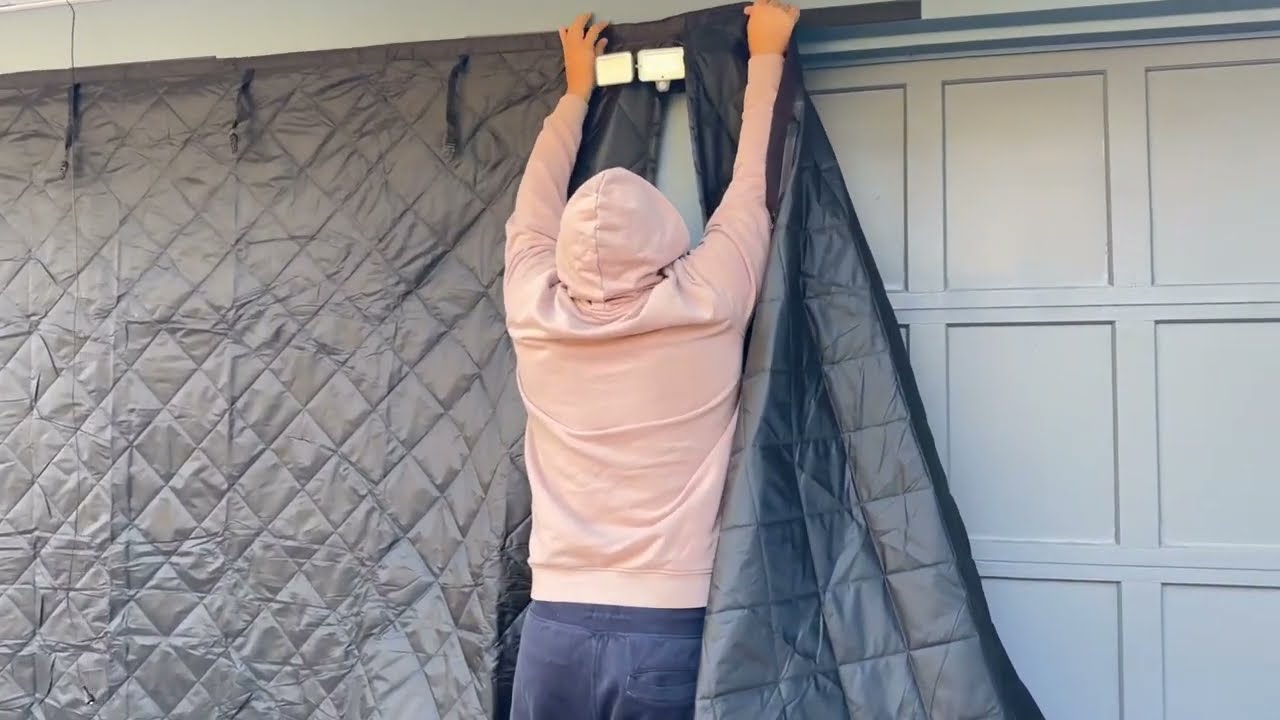 QwayHome Garage Door Screen for Winter, 16x7 Ft Garage Door Insulation Kit, Magnetic Thermal with En