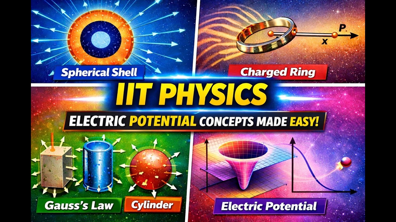 📘IIT Physics | Electric Potential 🎯 Spherical Shell, Charged Ring, Gauss Law & Electric Potential⚡📘🔋