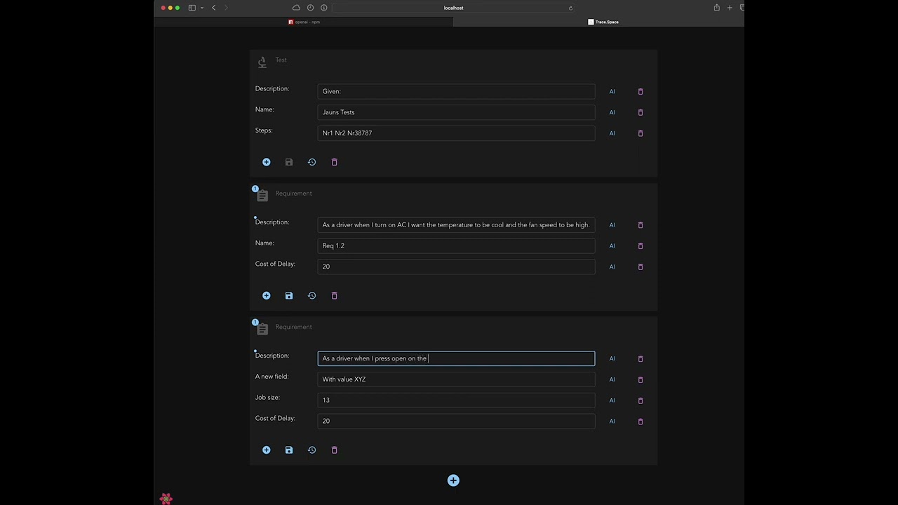 Trace.Space: Autocomplete requirements with AI