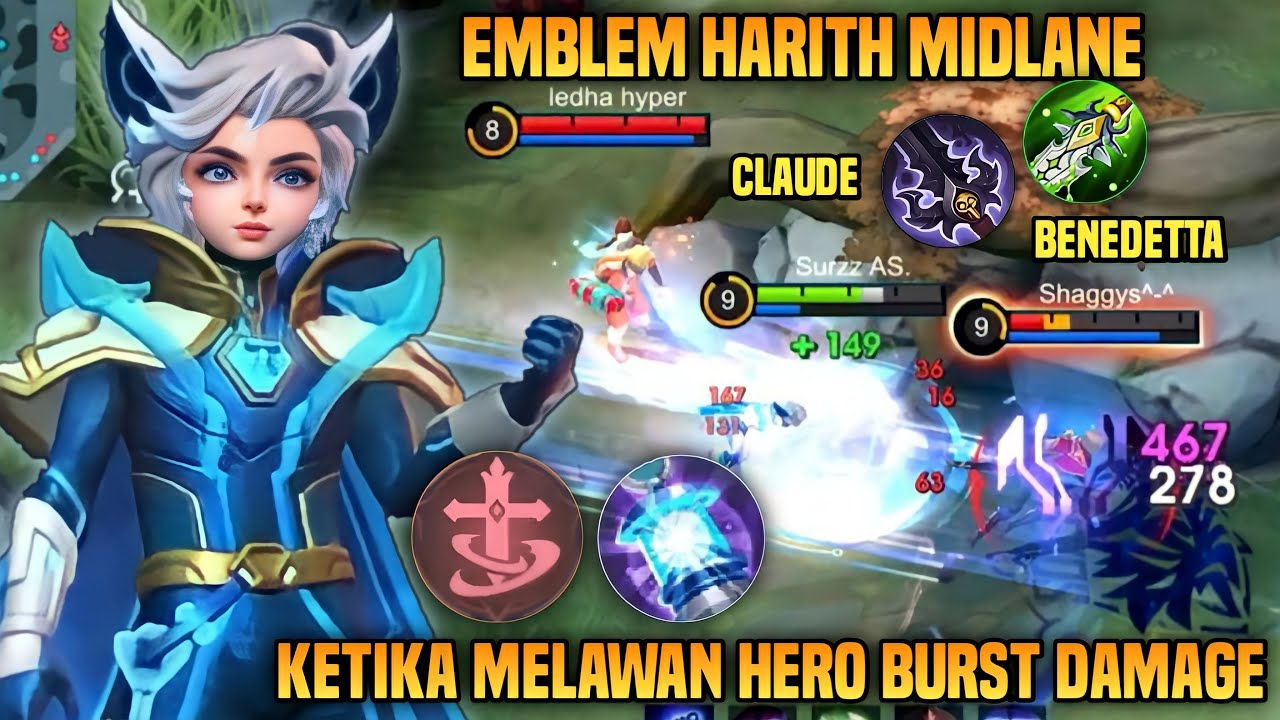 NEW EMBLEM HARITH MIDLANE GILA BANGET ! SUSAH MATI KETIKA MELAWAN HERO BURST DAMAGE ! - MLBB