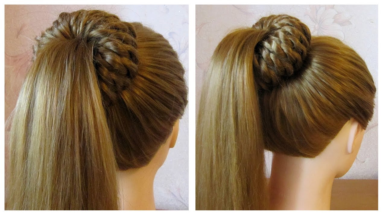 Tuto coiffure simple: queue de cheval et chignon bun tressé 💥 facile à faire soi même