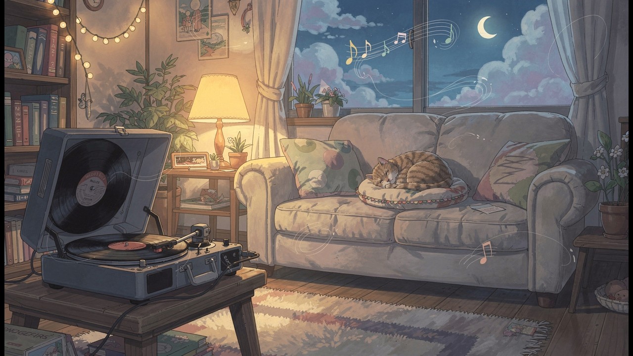 safe place for restless souls ✨ cozy room, vinyl records, and soft jazz