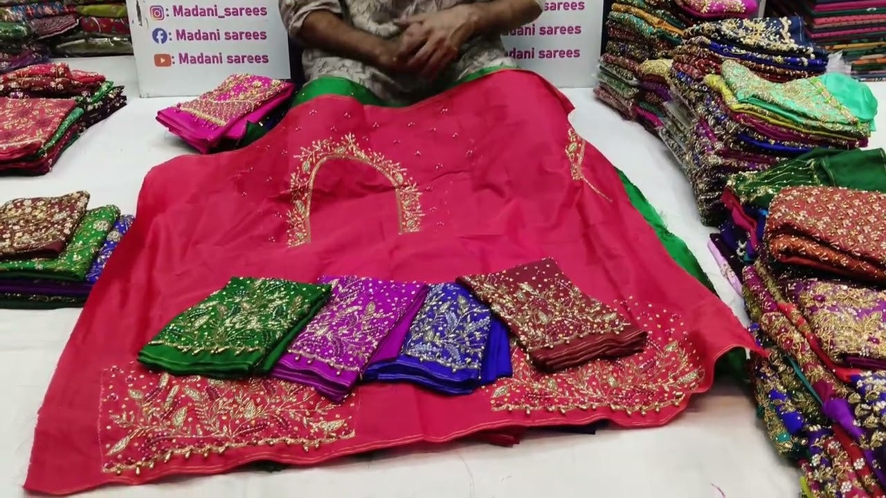 Madani sarees wholesale shop Hyderabad madina market maggam blouses starting price only 199,👉💯💥👈👍