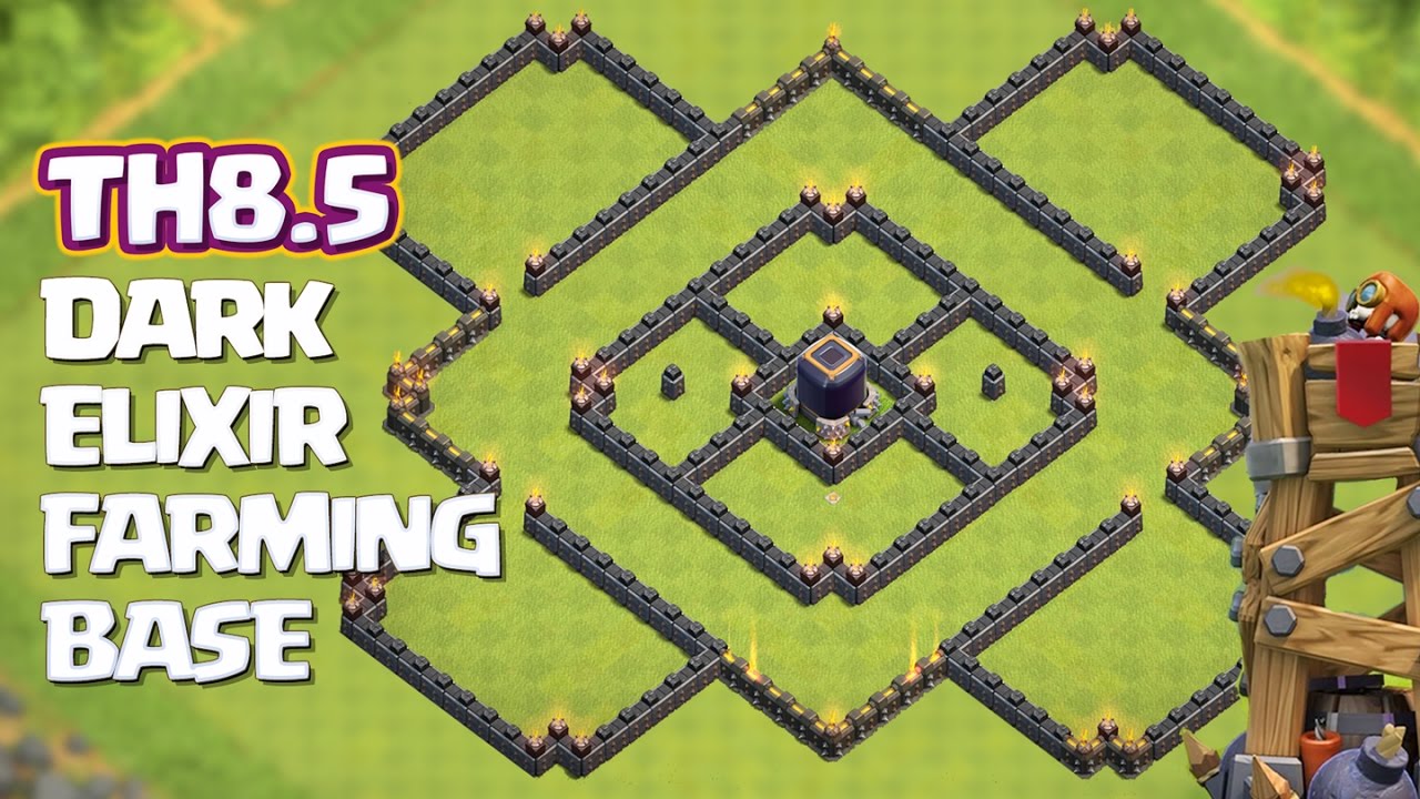 Town Hall 8.75 Dark Elixir Farming Base 2016 + Replays [TH9 no xbows]