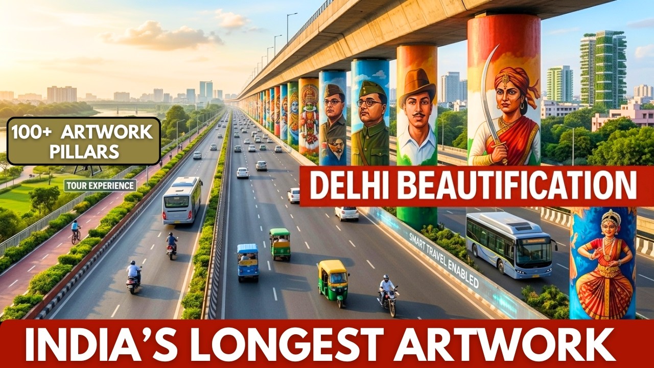 Delhi Beautification 😱 | India's Longest Stunning Artwork on Delhi-Dehradun Expressway 🇮🇳