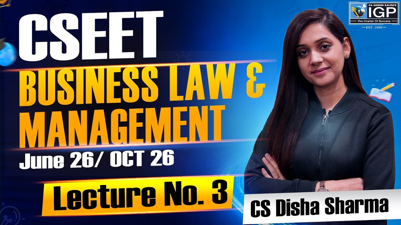 CSEET || Business Law & Management || Demo Video-3 || For June'26 attempt || By CS Disha Sharma