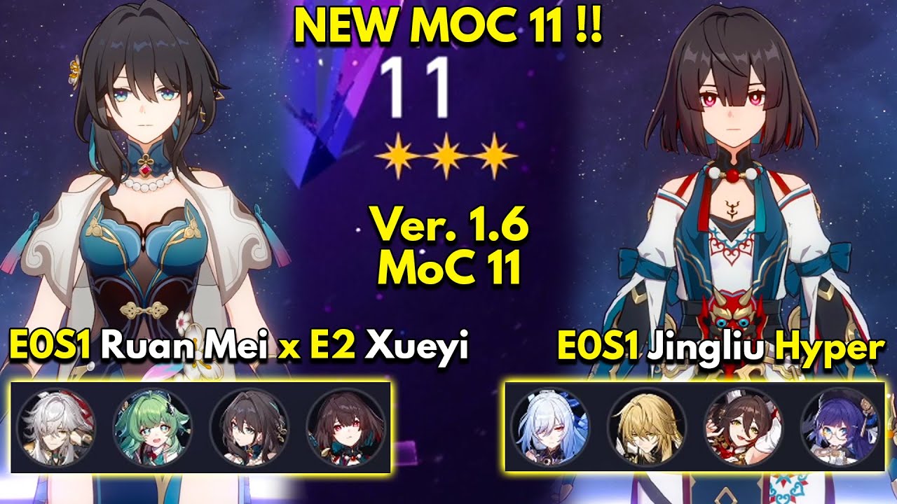 E0S1 Ruan Mei x E2 Xueyi & E0S1 Jingliu | Memory of Chaos Floor 11 3 Stars | Honkai: Star Rail 1.6