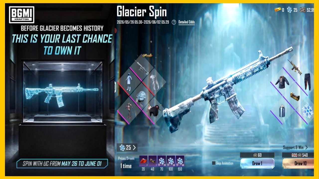 🔥URGENT: LAST CHANCE FOR M416 GLACIER l M416 GLACIER CRATE OPENING IN BGMI l UC up event