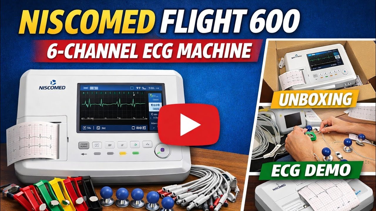 Niscomed Flight 600 ECG  6-Channel ECG Unboxing + Setup & Full Operation & Guide