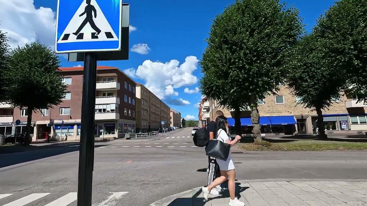 Walk around Trollhättan summer 2022 4k