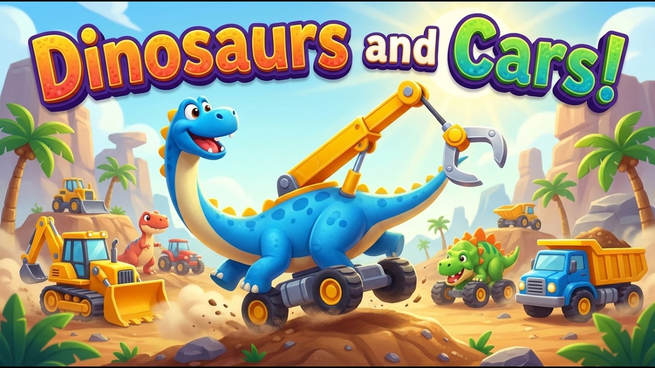 🦕🏗️The Bracrane Song [For Kids] Working Vehicles x Dinosaurs!