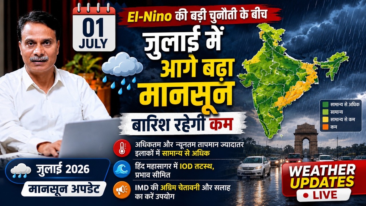 El-Nino की बड़ी चुनौती के बीच जुलाई में आगे बढ़ा मानसून, बारिश रहेगी कम @NewsStation