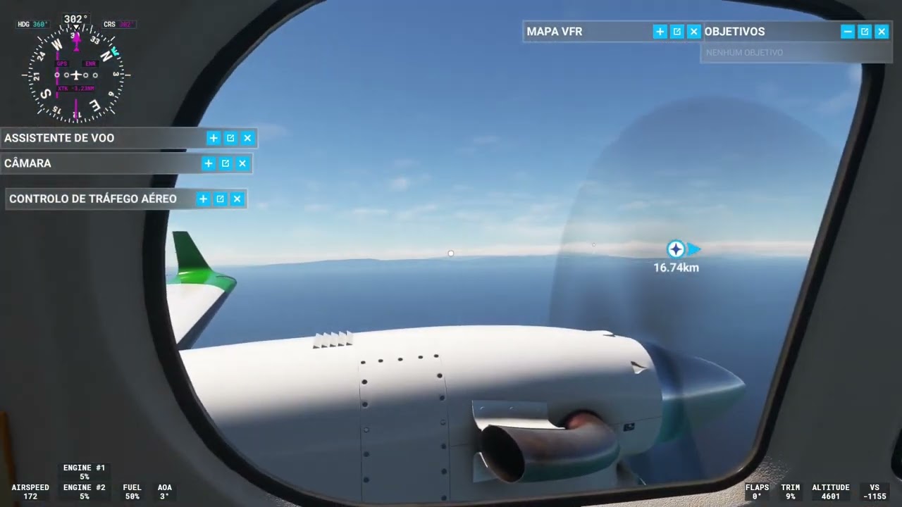 Voando da ilha terceira para a ilha da Graciosa (Microsoft Flight Simulator)