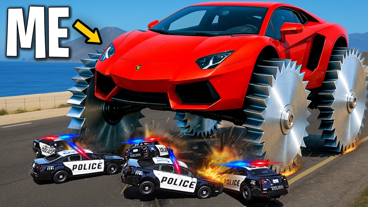 Trolling Cops With Spike Blade Car on GTA 5