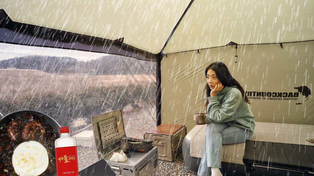 Весенний дождливый кемпинг: видеоблог ☔ | Домашний чачжанмён и стакан каоляна