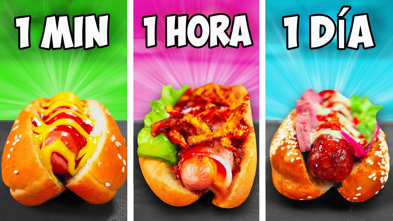 Hot Dog de 1 minuto vs 1 hora vs 1 día por VANZAI COCINANDO