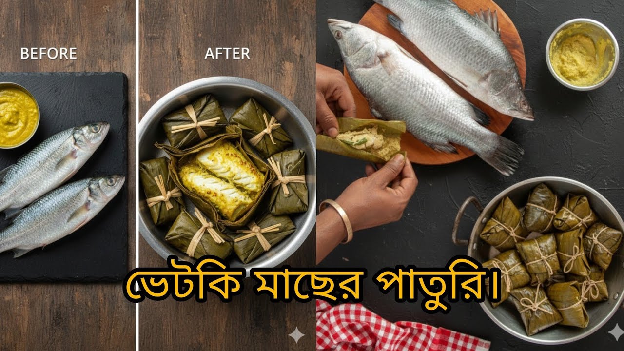 আজ ফার্মে ভেটকি মাছের পাতুরি রান্না করে খাওয়া দাওয়া হলো। #grambanglavillagefarming