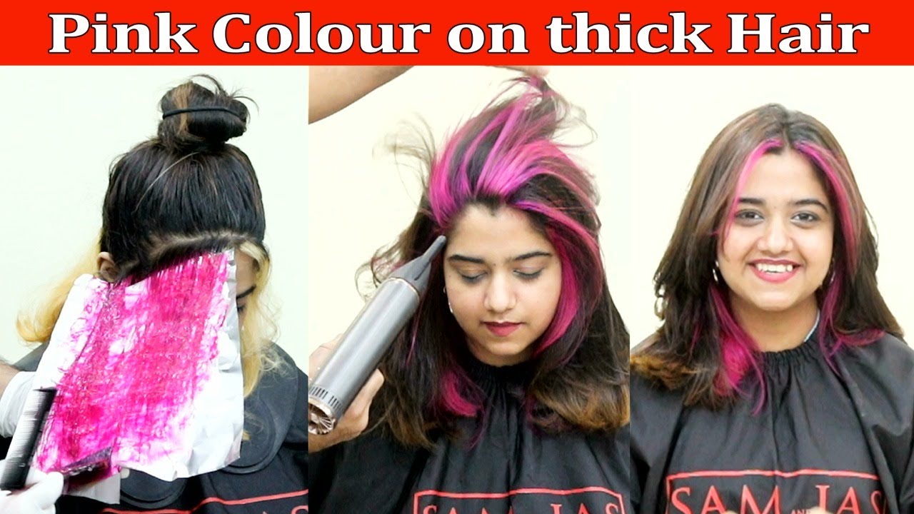 Pink Colour on thick Hair by Jas Sir from Sam and Jas hair Makeup Academy Mumbai.
