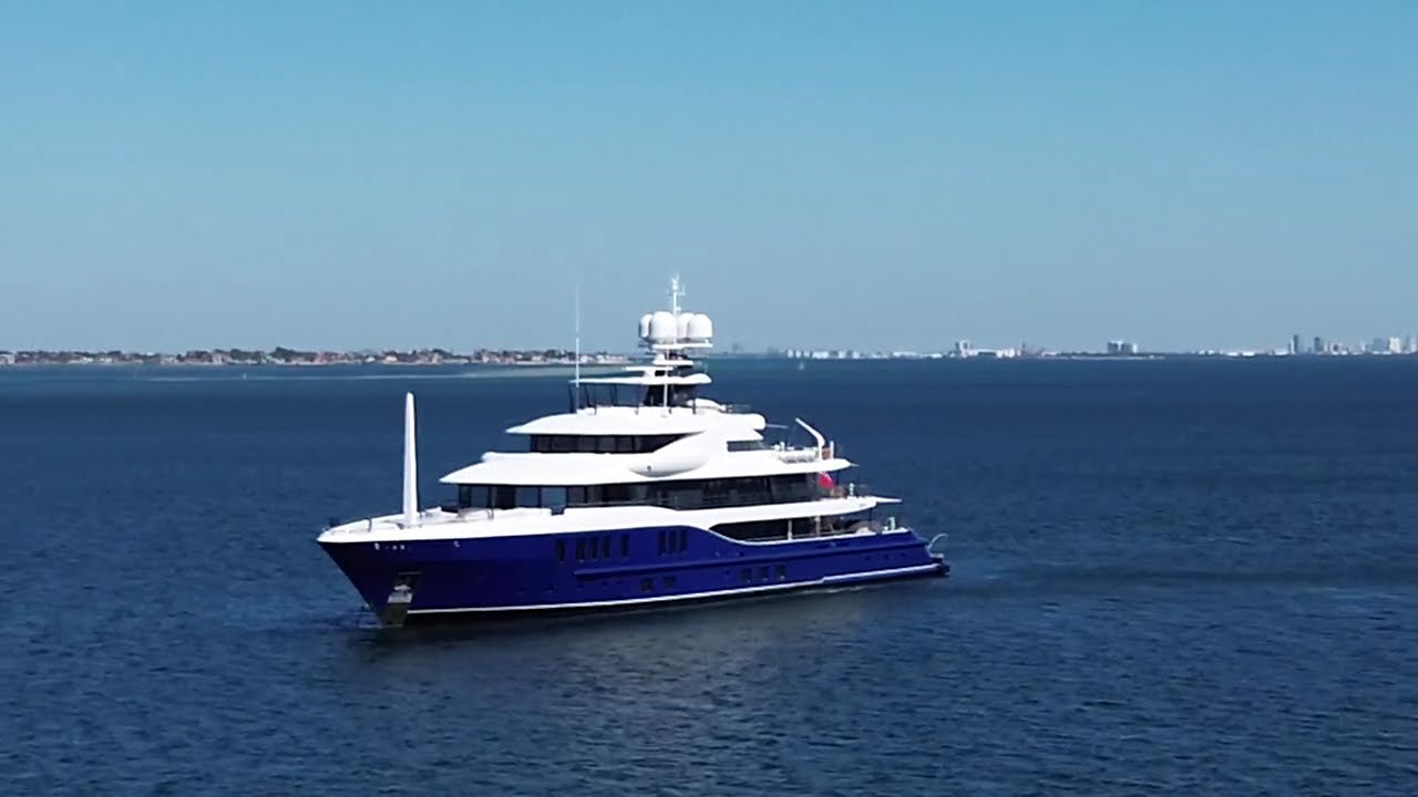 Super Yacht believed to be Roger Penske's M&EM $120 million 239' 1850 tons here for the Grand Prix