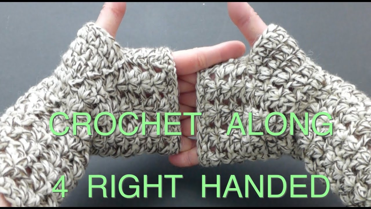 CROCHETED Easy Fingerless Lacy Gloves (4Right Handed)