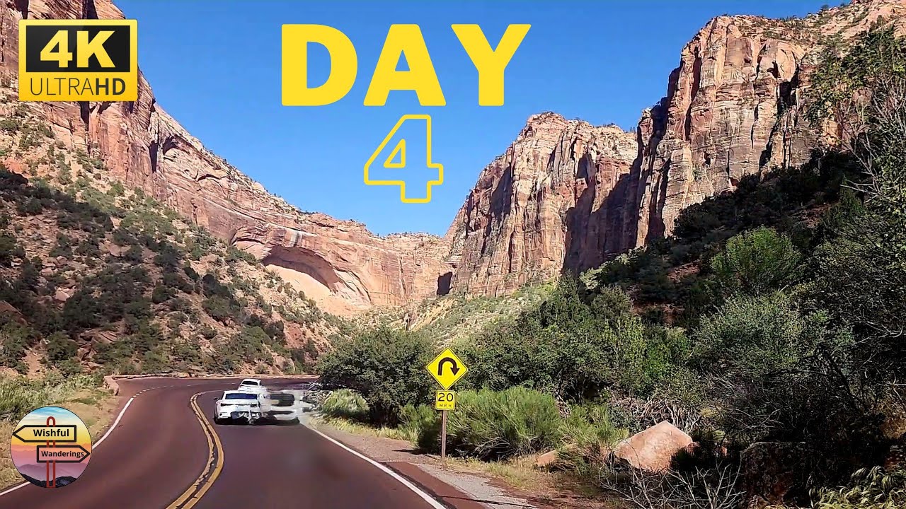 Zion - Mount Carmel Scenic Drive |Highway 9 | Las Vegas to Denver Road trip | 4k 60fps #relaxing