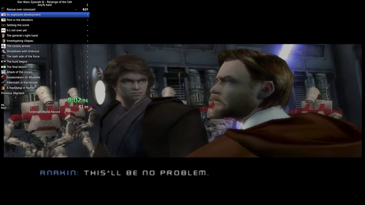 Star Wars: Episode III Revenge of the Sith any% hard speedrun 2:55:31.96