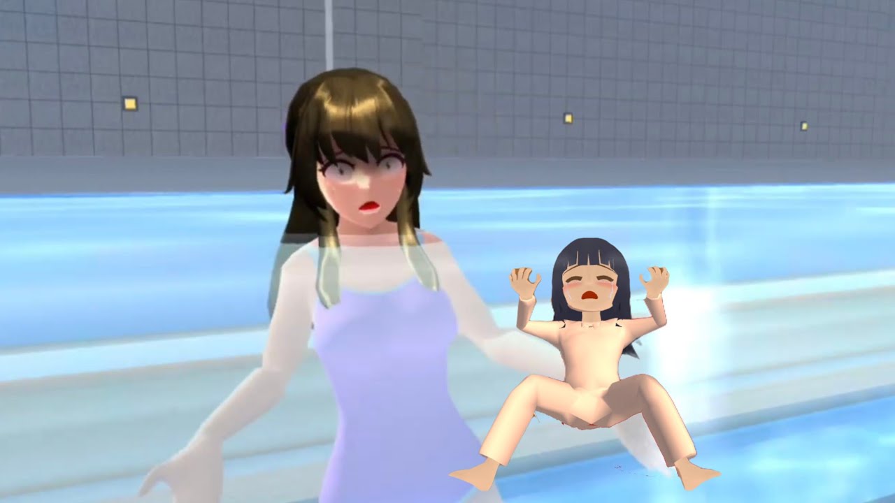 Young mother gives birth to baby in swimming pool | Sad Story | Sakura School Simulator