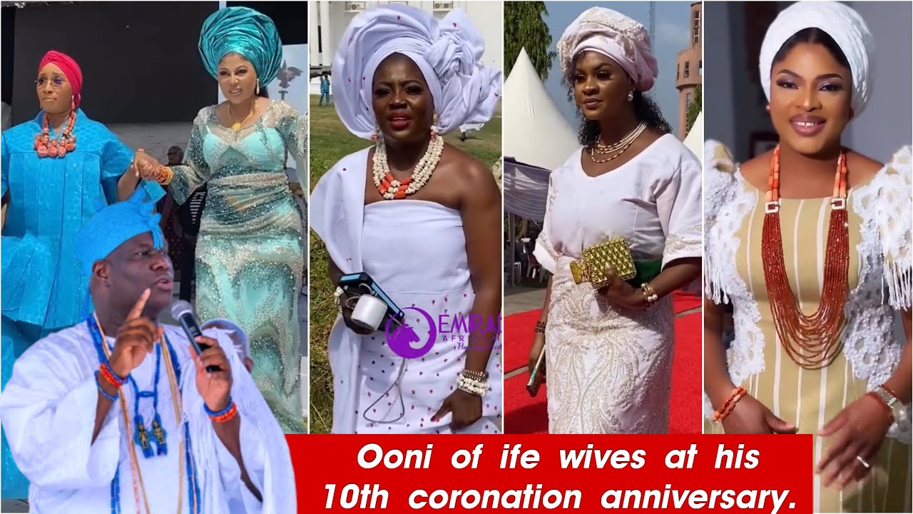 OONI OF IFE WIVES BEAUTIFUL ATTIRES AT 10th CORONATION ANNIVERSARY IN ILE IFE. Trending news Nigeria