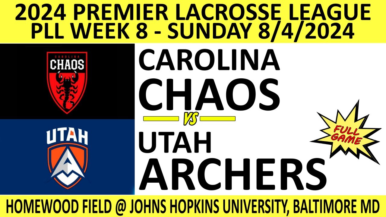 2024 PLL Week 8 Carolina Chaos vs. Utah Archers (Full Game) 8/4/2024 Premier Lacrosse League