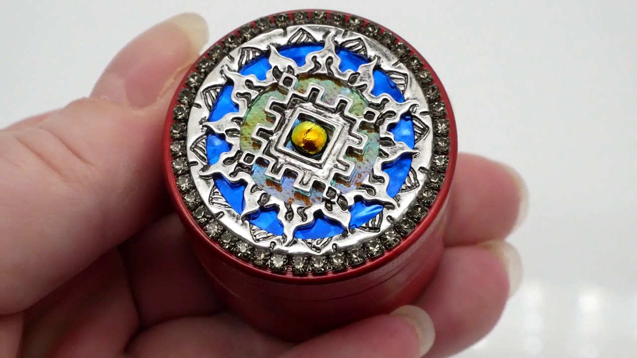 Sun Design 50mm 4 Part Red Metal Herb Grinder