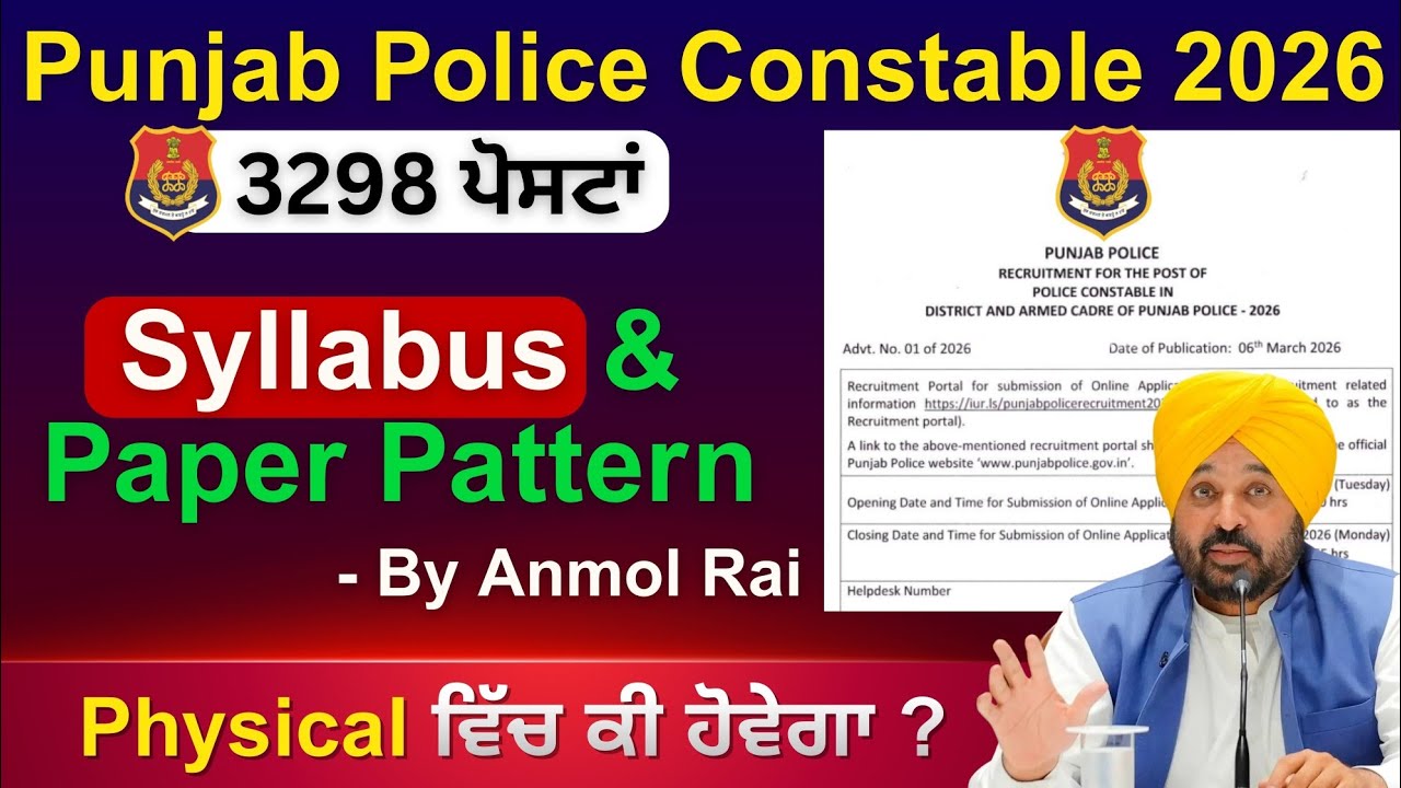 Punjab Police Constable 2026 Syllabus | Punjab Police Constable 2026 Paper Pattern