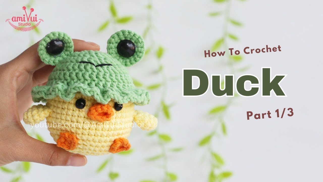 #318 | Duck in Frog hat (1/3) | Crochet Amigurumi Animal | Amigurumi for Beginners | @AmivuiStudio