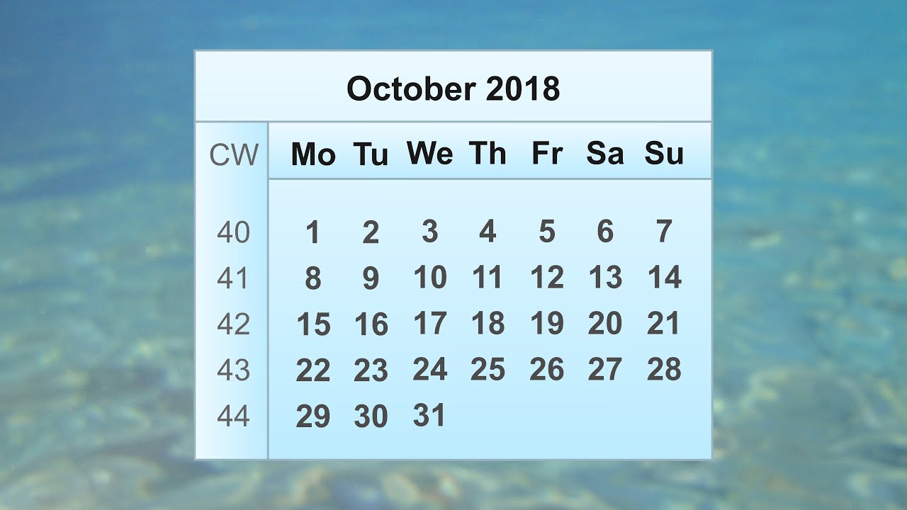 October 2018 Calendar