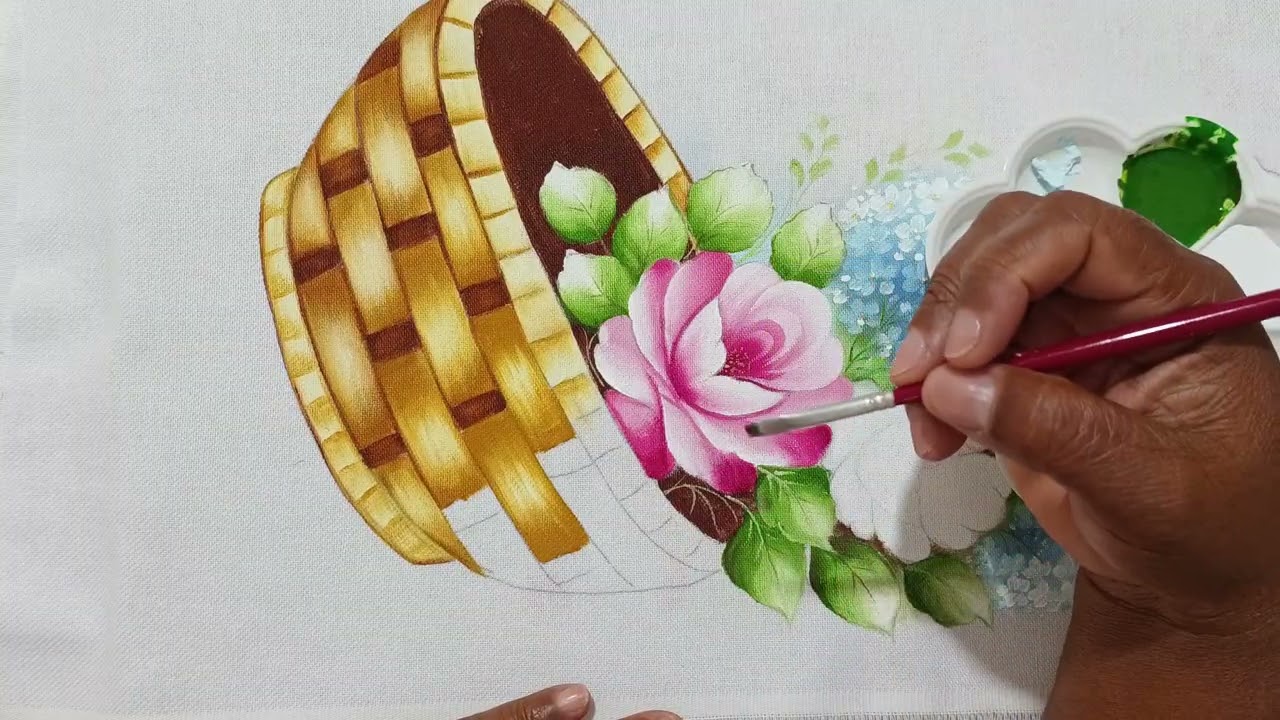 COMO PINTAR CESTO COM HORTÊNSIA E ROSAS !!