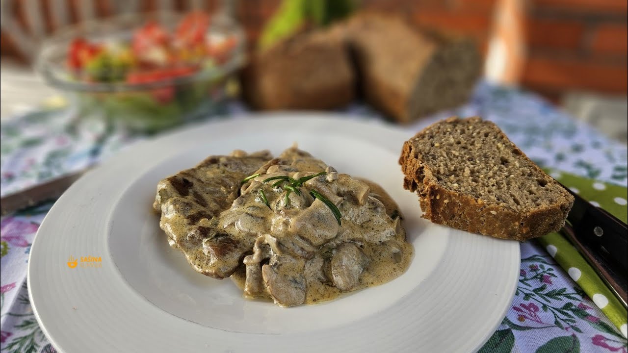 Vratina u umaku od vrhnje za kuhanje šampinjona senfa i kopra recept