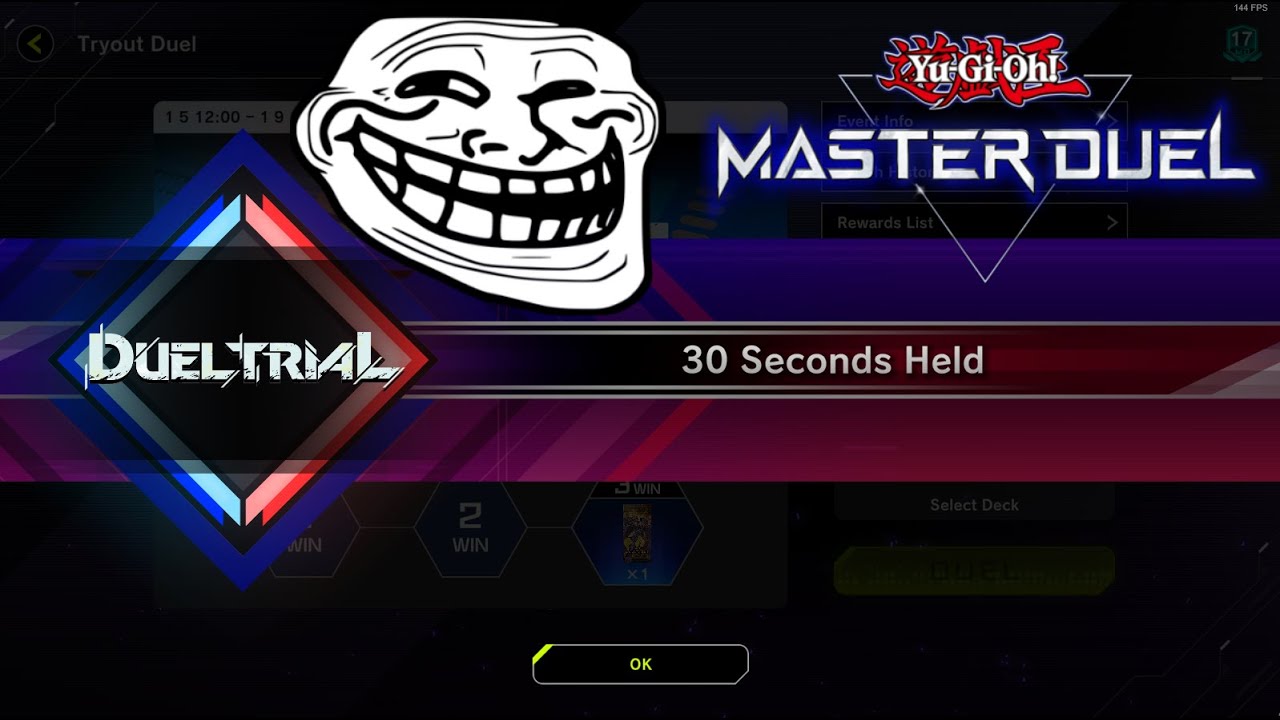 Trolling people with a cheeky burn deck in Duel Trial / 30 Seconds event (Yu-Gi-Oh! Master Duel)